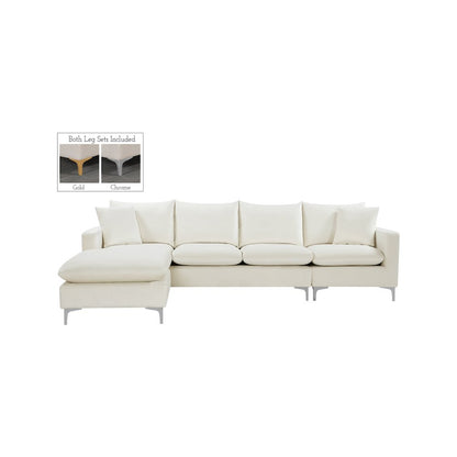 Naomi Cream Velvet 2pc. Reversible Sectional
