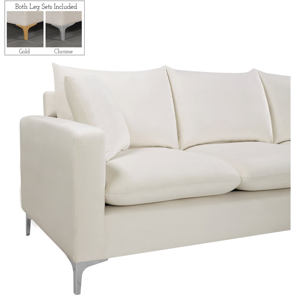 Naomi Cream Velvet 2pc. Reversible Sectional