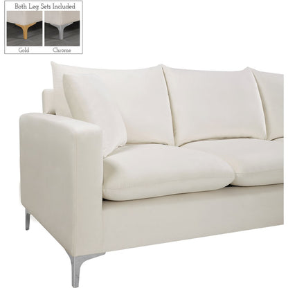 Naomi Cream Velvet 2pc. Reversible Sectional