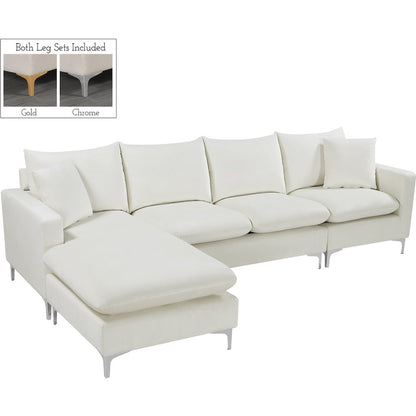 Naomi Cream Velvet 2pc. Reversible Sectional