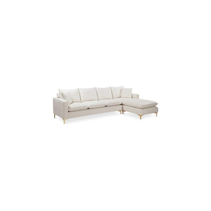 Naomi Cream Velvet 2pc. Reversible Sectional
