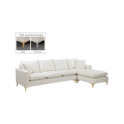 Naomi Cream Velvet 2pc. Reversible Sectional