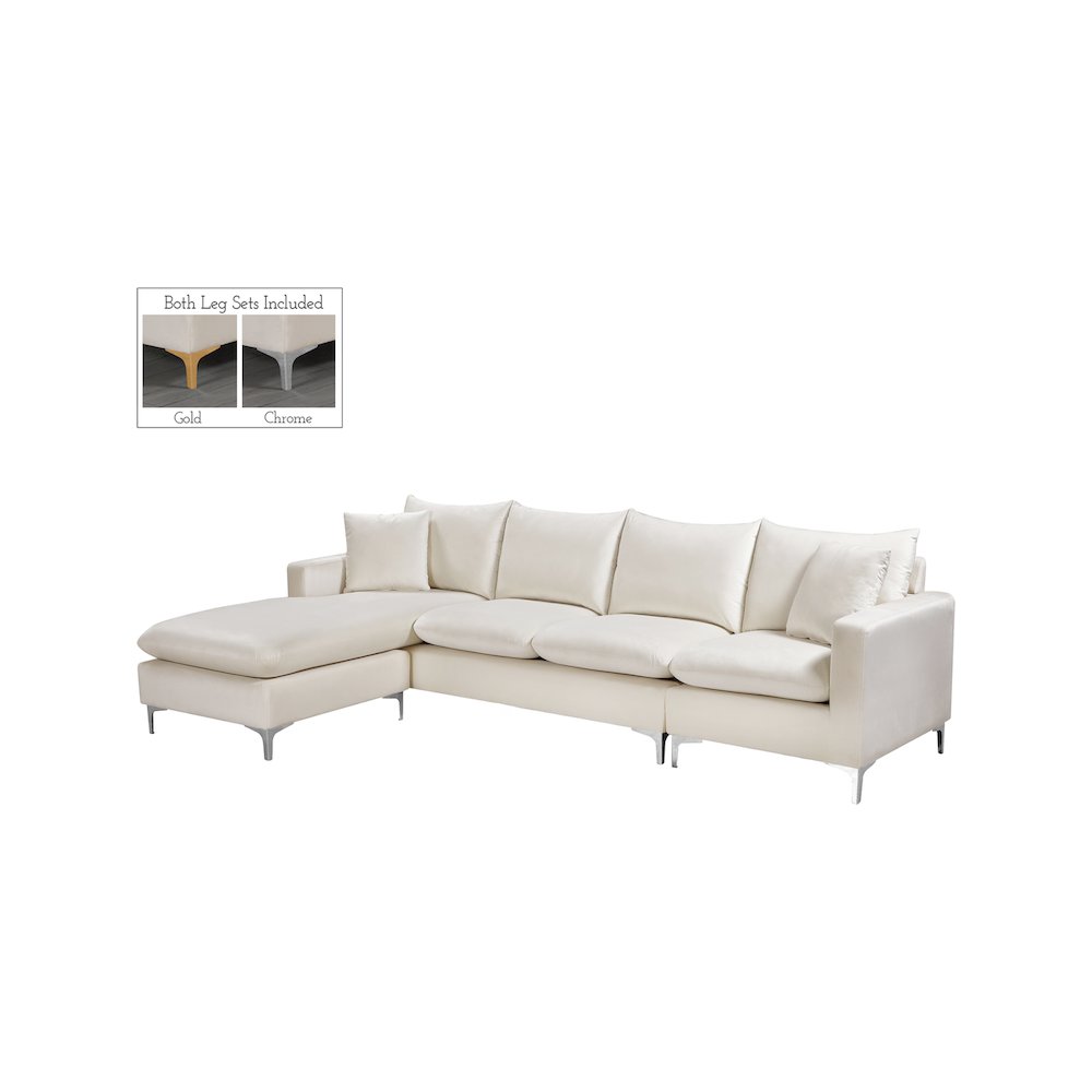 Naomi Cream Velvet 2pc. Reversible Sectional