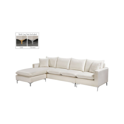 Naomi Cream Velvet 2pc. Reversible Sectional