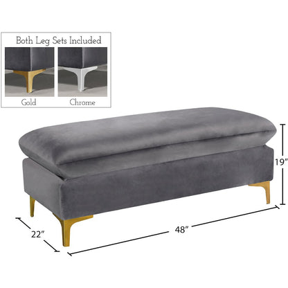 Naomi Grey Velvet Ottoman