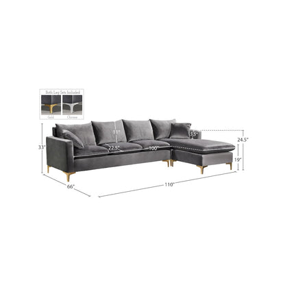Naomi Grey Velvet 2pc. Reversible Sectional