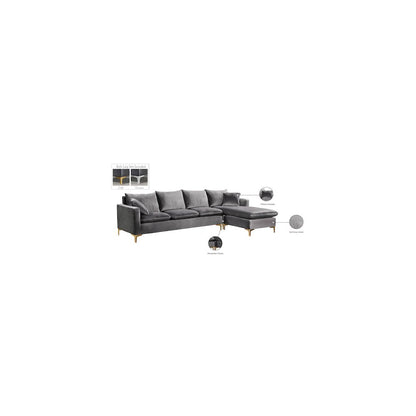 Naomi Grey Velvet 2pc. Reversible Sectional