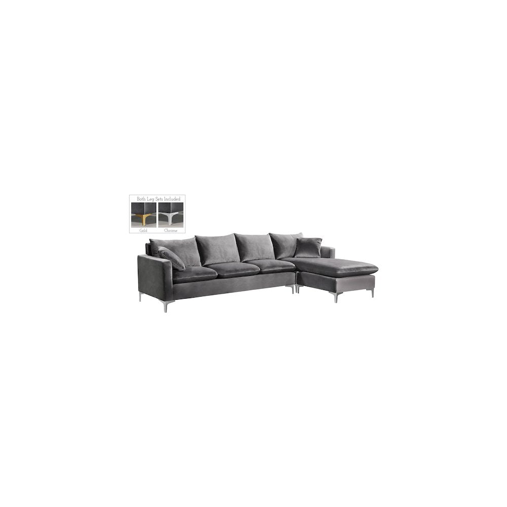Naomi Grey Velvet 2pc. Reversible Sectional