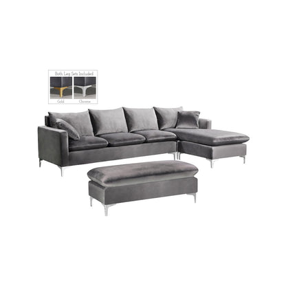 Naomi Grey Velvet 2pc. Reversible Sectional