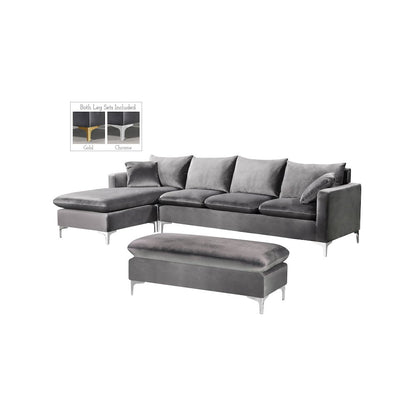 Naomi Grey Velvet 2pc. Reversible Sectional