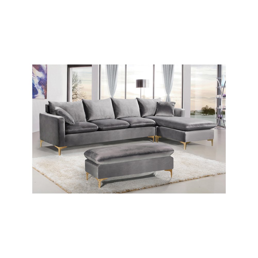 Naomi Grey Velvet 2pc. Reversible Sectional