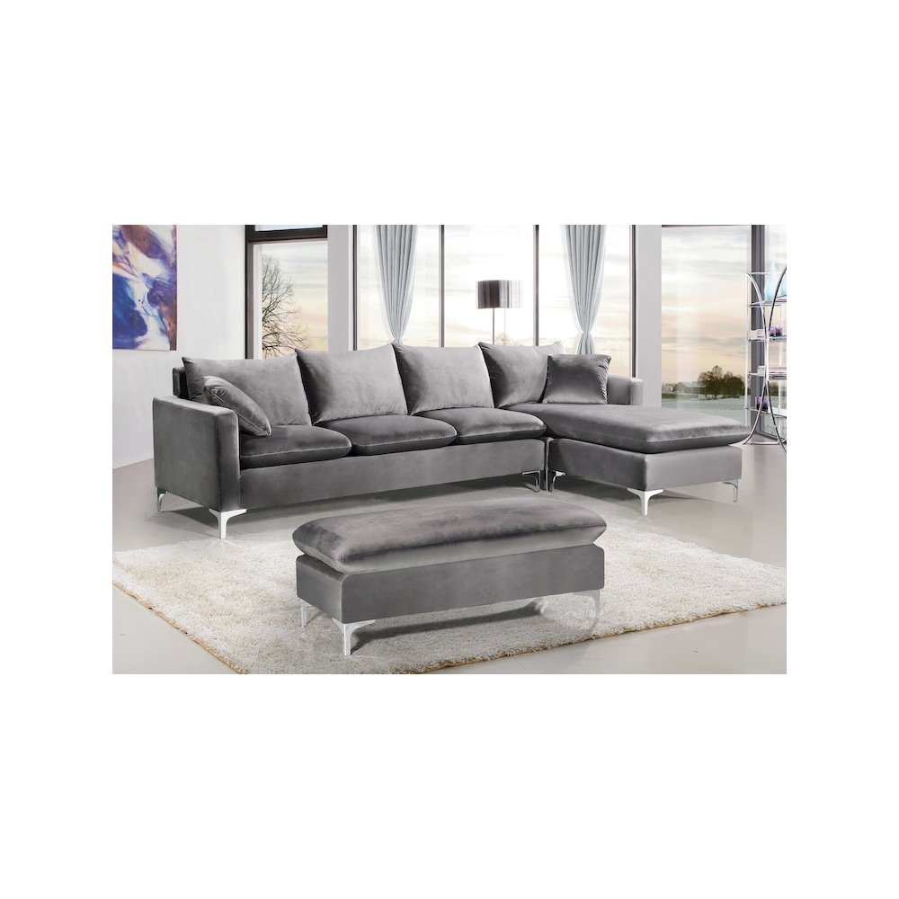 Naomi Grey Velvet 2pc. Reversible Sectional
