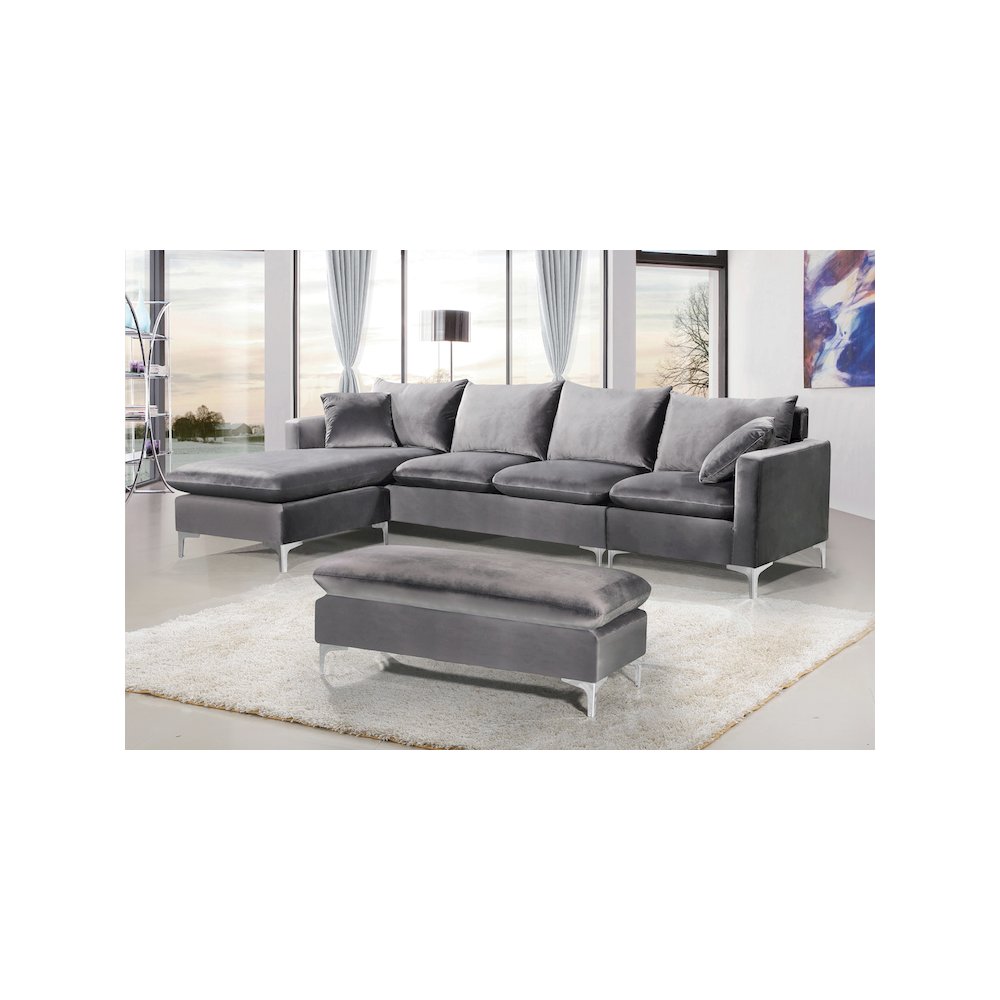 Naomi Grey Velvet 2pc. Reversible Sectional