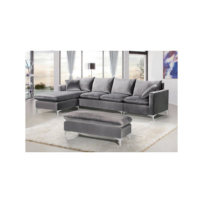 Naomi Grey Velvet 2pc. Reversible Sectional