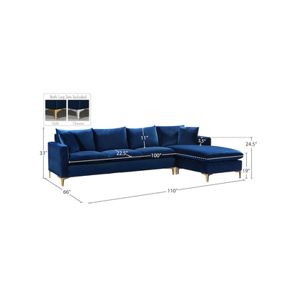 Naomi Navy Velvet 2pc. Reversible Sectional