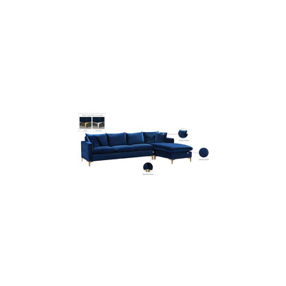 Naomi Navy Velvet 2pc. Reversible Sectional