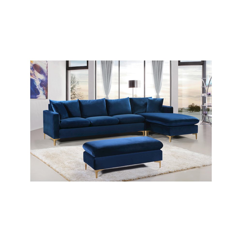 Naomi Navy Velvet 2pc. Reversible Sectional