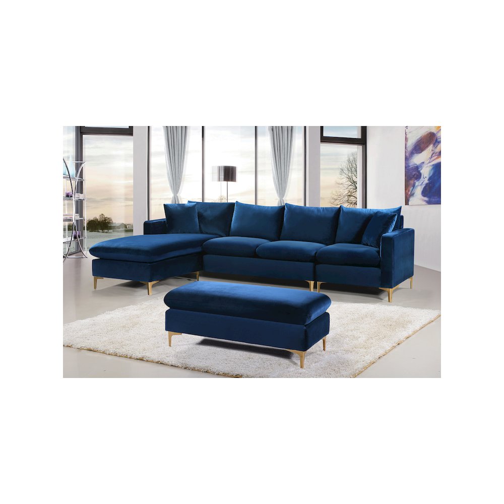 Naomi Navy Velvet 2pc. Reversible Sectional