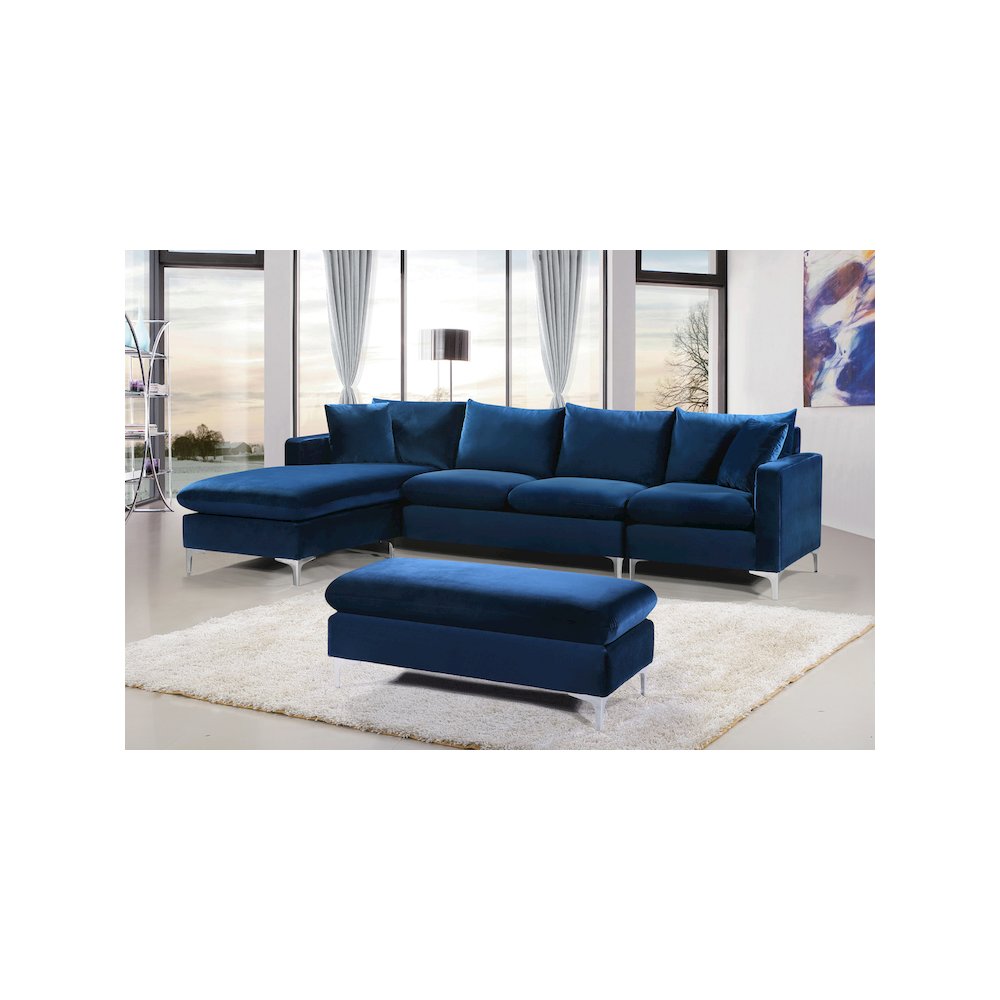 Naomi Navy Velvet 2pc. Reversible Sectional