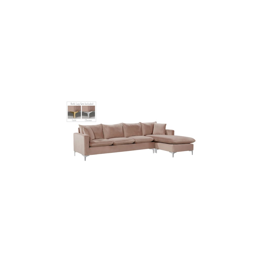 Naomi Pink Velvet 2pc. Reversible Sectional