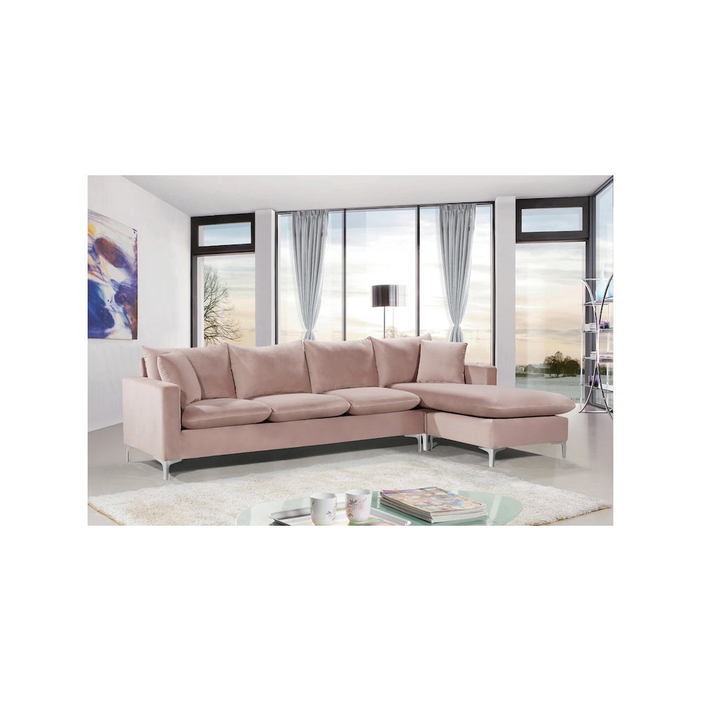 Naomi Pink Velvet 2pc. Reversible Sectional