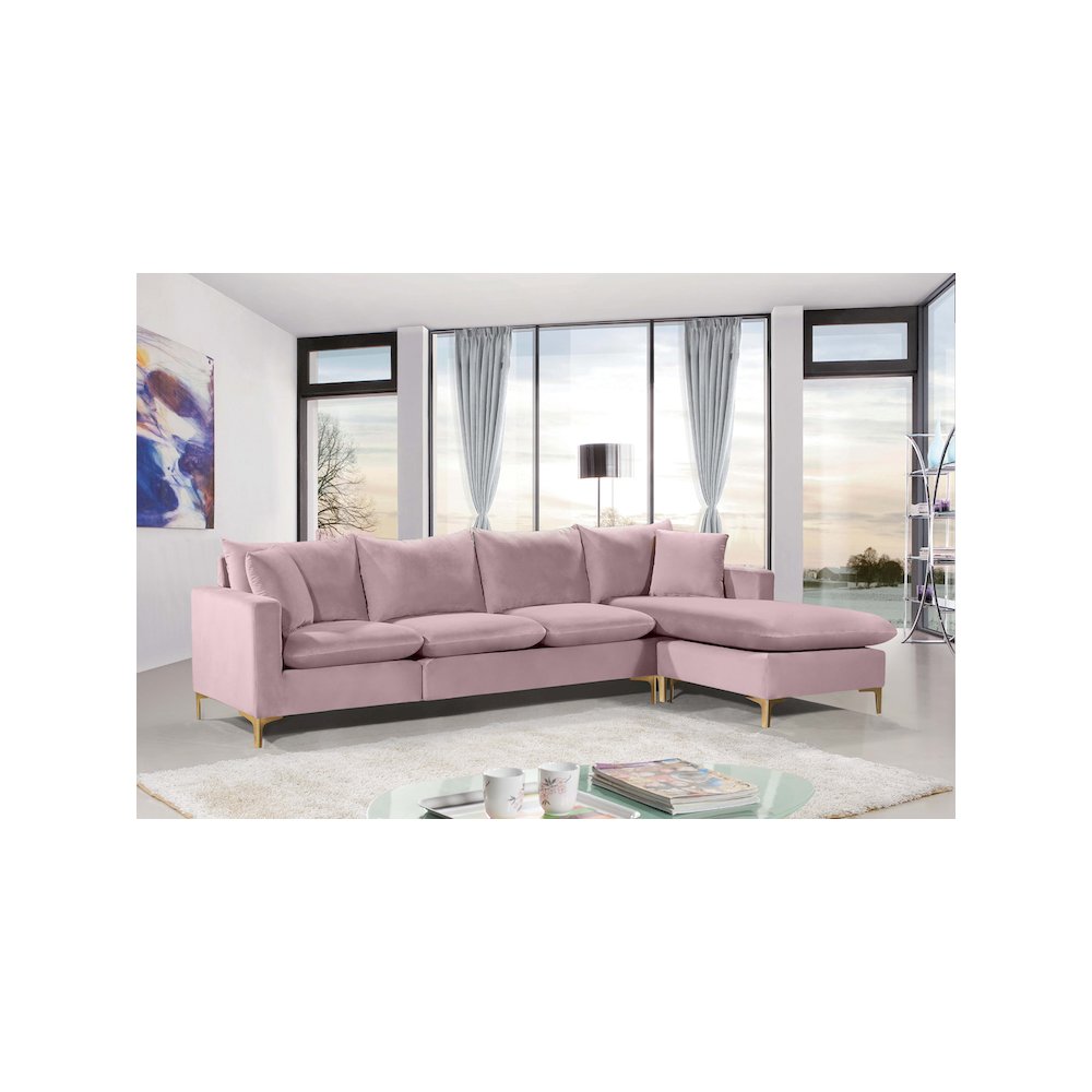 Naomi Pink Velvet 2pc. Reversible Sectional