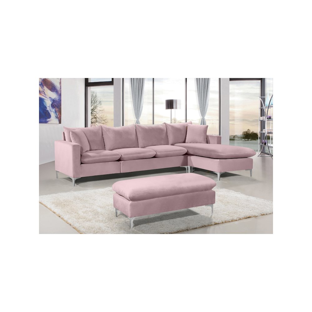 Naomi Pink Velvet 2pc. Reversible Sectional