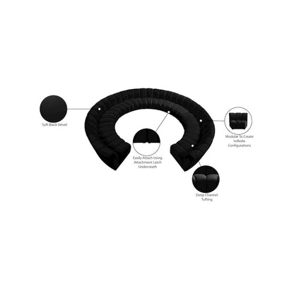 Infinity Black Velvet 11pc. Modular Sectional