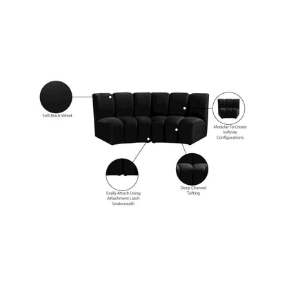 Infinity Black Velvet 2pc. Modular Sectional