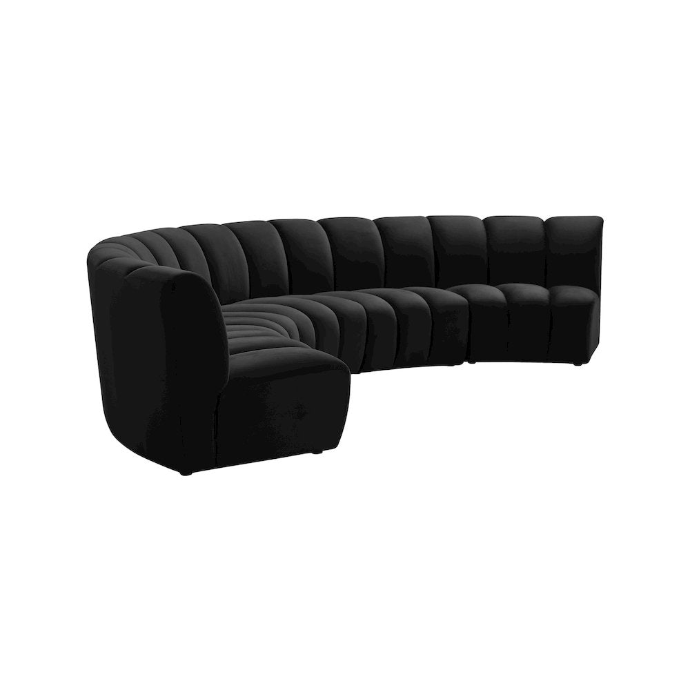 Infinity Black Velvet 5pc. Modular Sectional