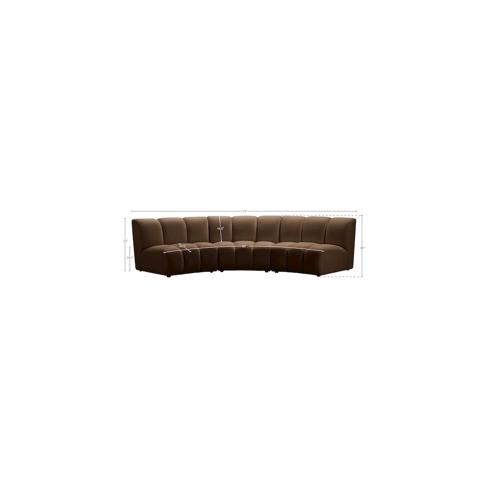 Infinity Brown Velvet 3pc. Modular Sectional