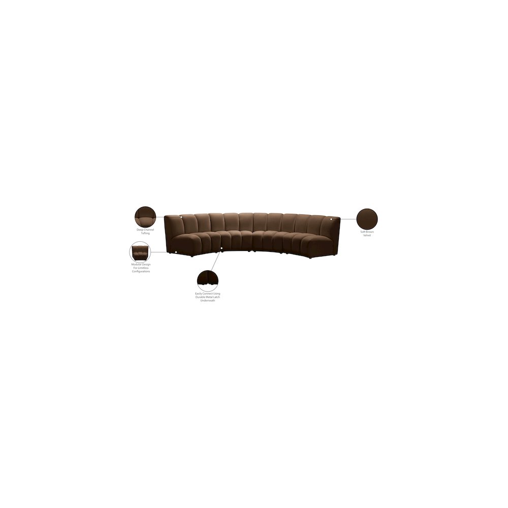 Infinity Brown Velvet 4pc. Modular Sectional