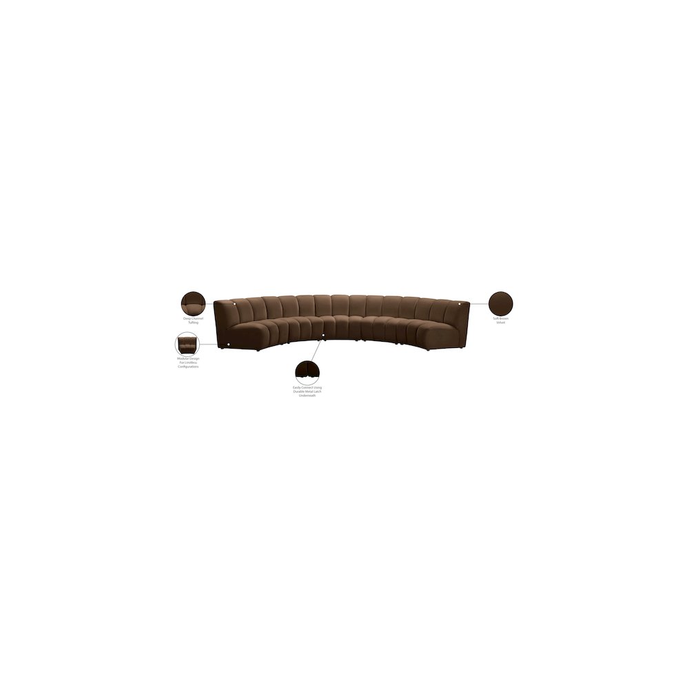 Infinity Brown Velvet 5pc. Modular Sectional