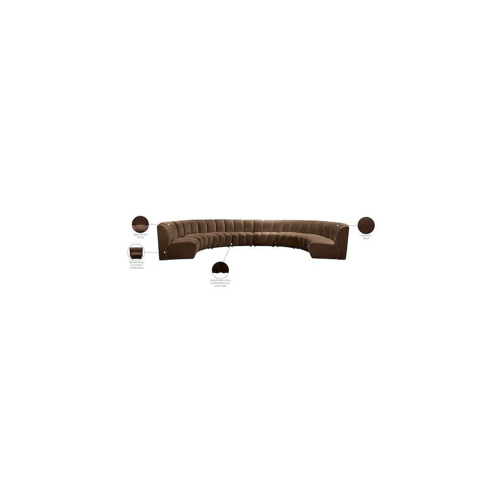 Infinity Brown Velvet 8pc. Modular Sectional