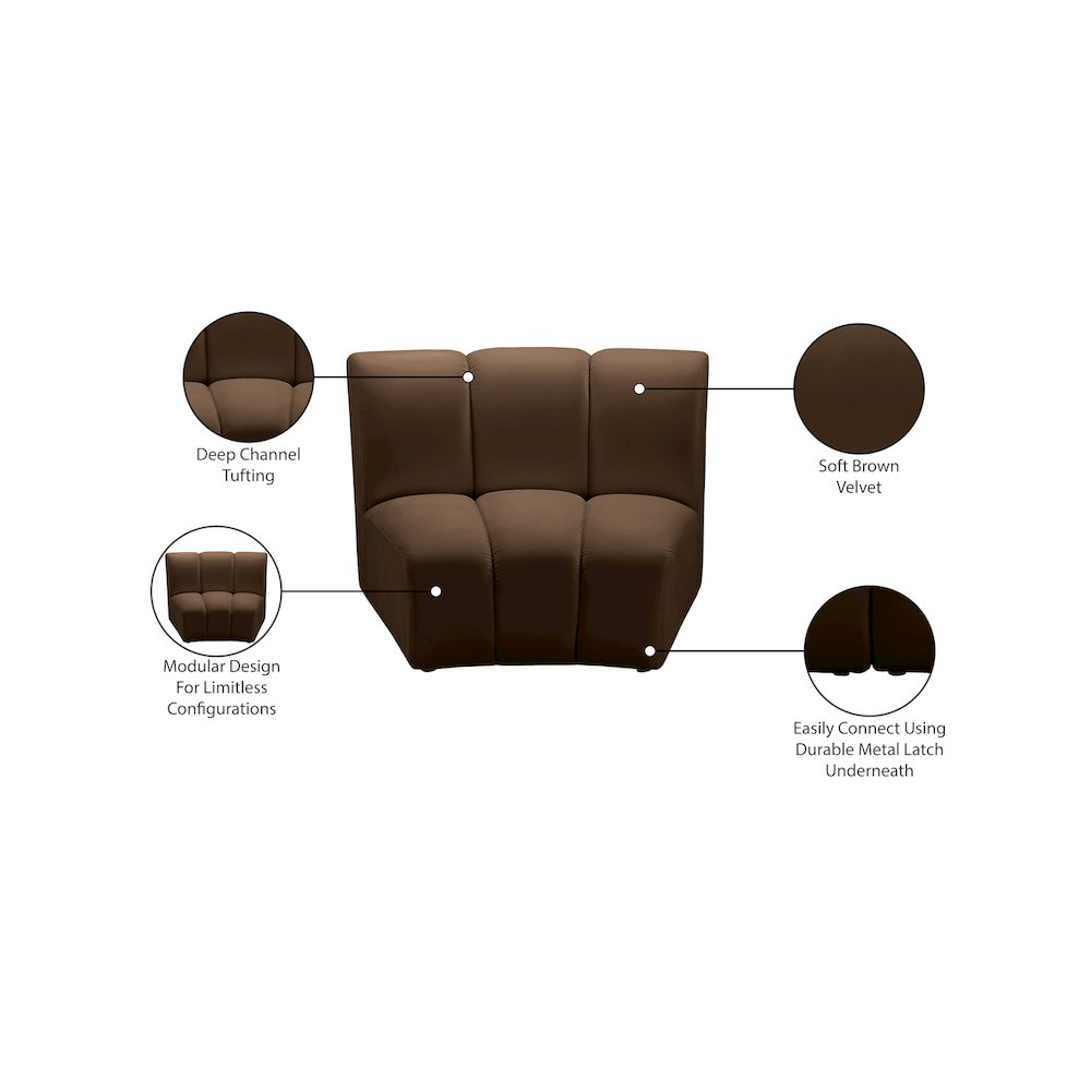 Infinity Brown Velvet Modular Chair