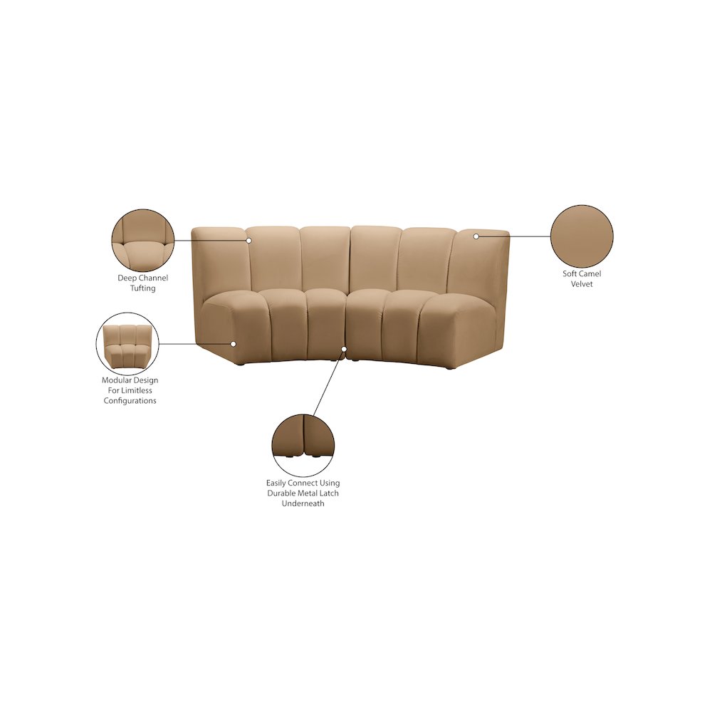 Infinity Camel Velvet 2pc. Modular Sectional