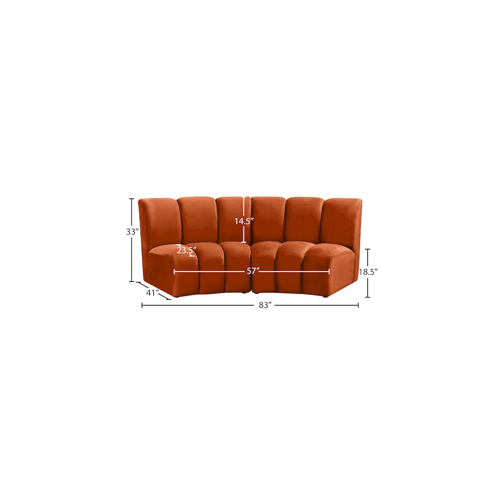 Infinity Cognac Velvet 2pc. Modular Sectional