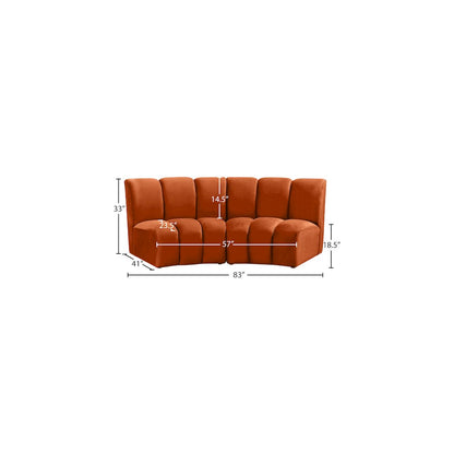 Infinity Cognac Velvet 2pc. Modular Sectional