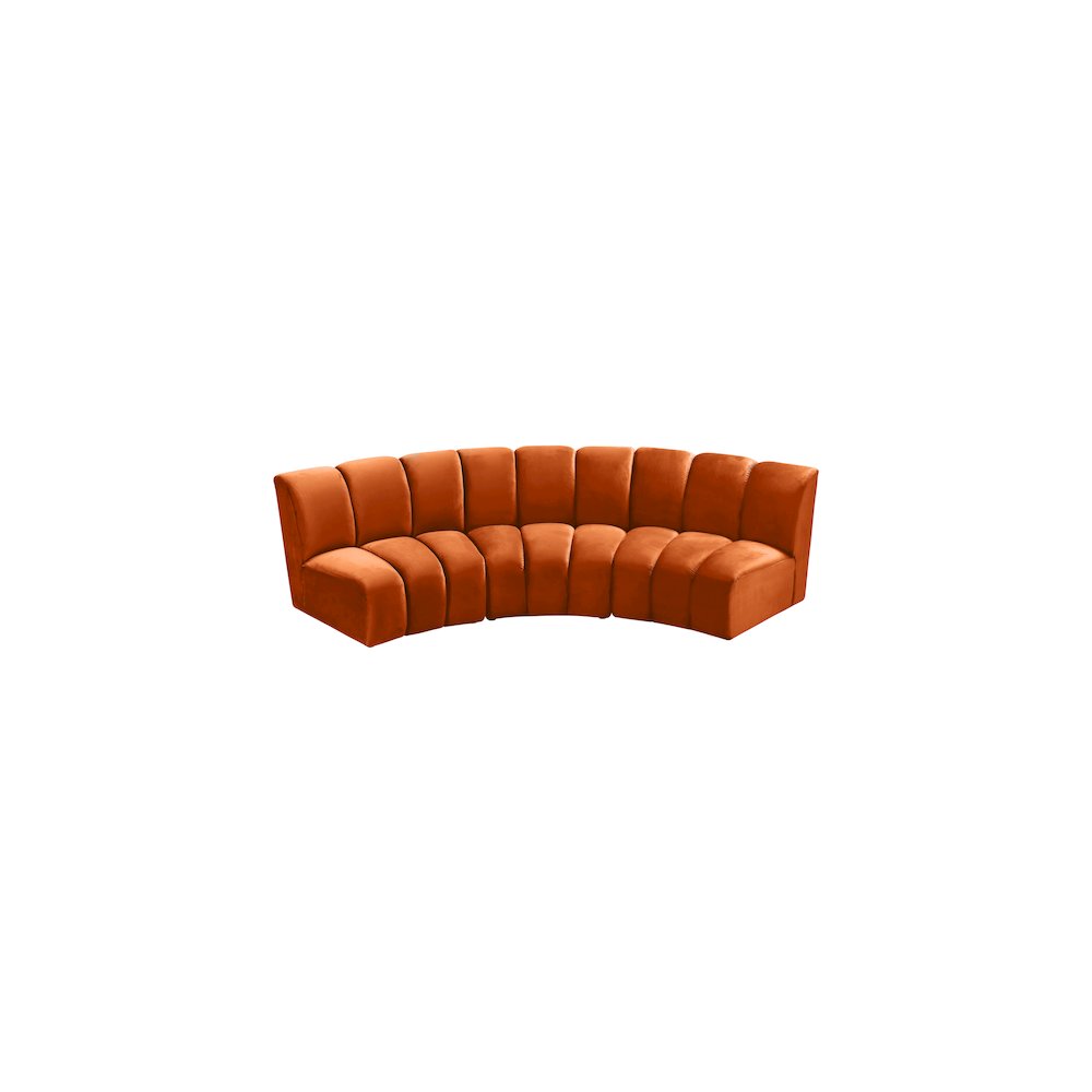 Infinity Cognac Velvet 3pc. Modular Sectional