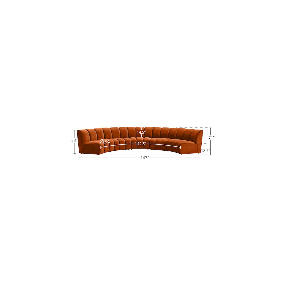 Infinity Cognac Velvet 5pc. Modular Sectional
