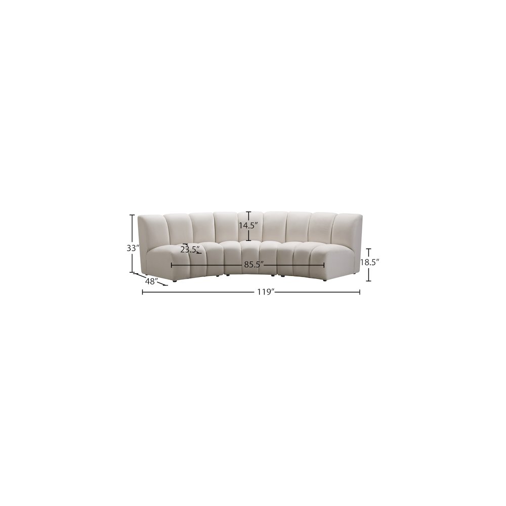 Infinity Cream Velvet 3pc. Modular Sectional
