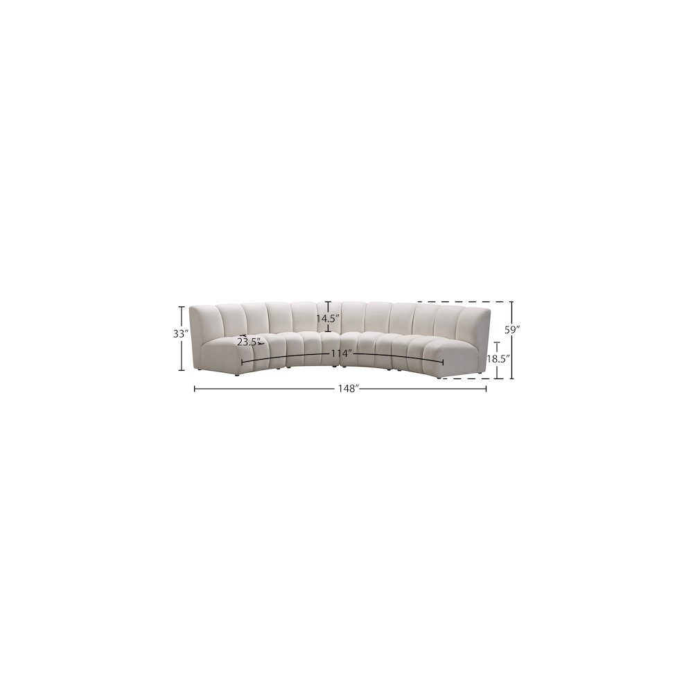 Infinity Cream Velvet 4pc. Modular Sectional