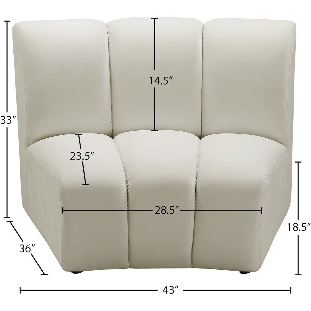 Velvet Modular Accent Chair with Foam Cushioning for Living Room, Cream Velvet