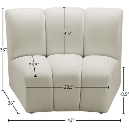 Velvet Modular Accent Chair with Foam Cushioning for Living Room, Cream Velvet