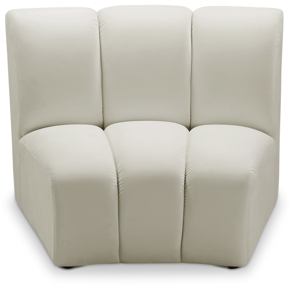 Velvet Modular Accent Chair with Foam Cushioning for Living Room, Cream Velvet