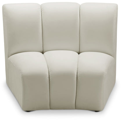 Velvet Modular Accent Chair with Foam Cushioning for Living Room, Cream Velvet