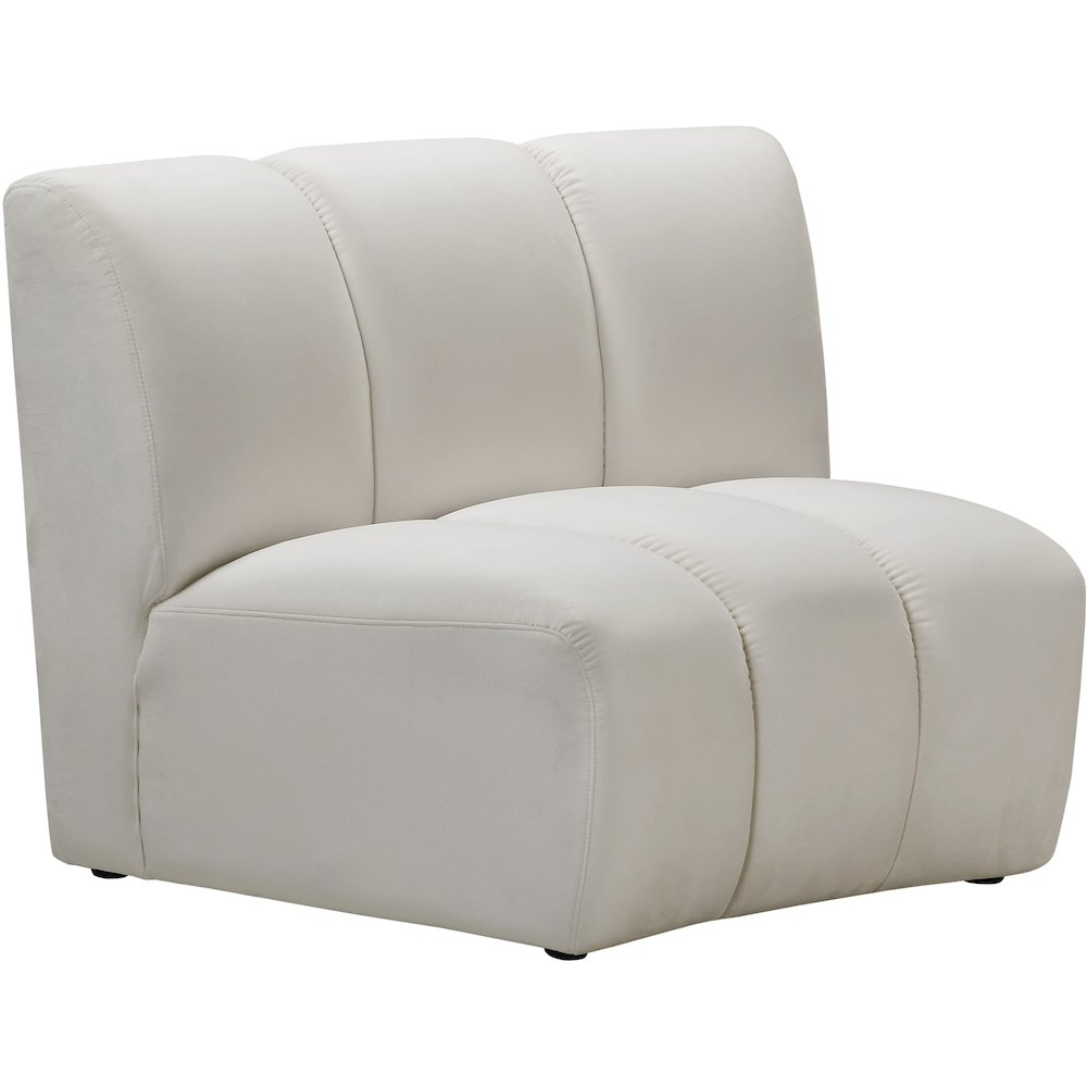 Velvet Modular Accent Chair with Foam Cushioning for Living Room, Cream Velvet