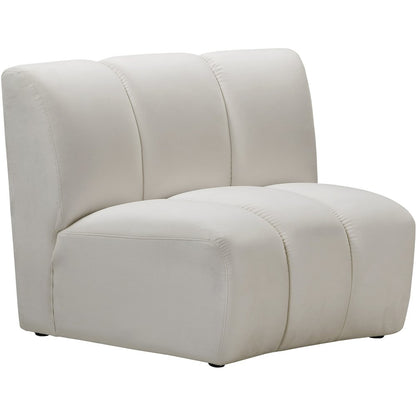 Velvet Modular Accent Chair with Foam Cushioning for Living Room, Cream Velvet