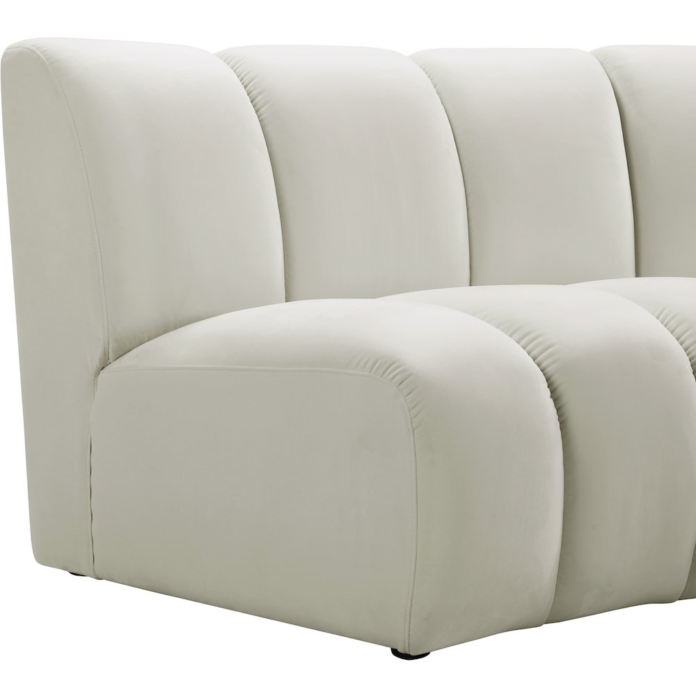 Velvet Modular Accent Chair with Foam Cushioning for Living Room, Cream Velvet