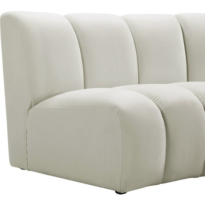 Velvet Modular Accent Chair with Foam Cushioning for Living Room, Cream Velvet